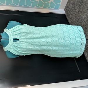 Maurice's Seafoam Lace Midi with Key Hole Neckline